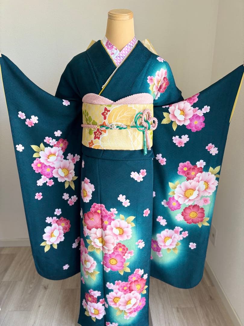 みるく様　【特別大価格❣️⑥】振袖フルセット　正絹振袖　成人式 緑系