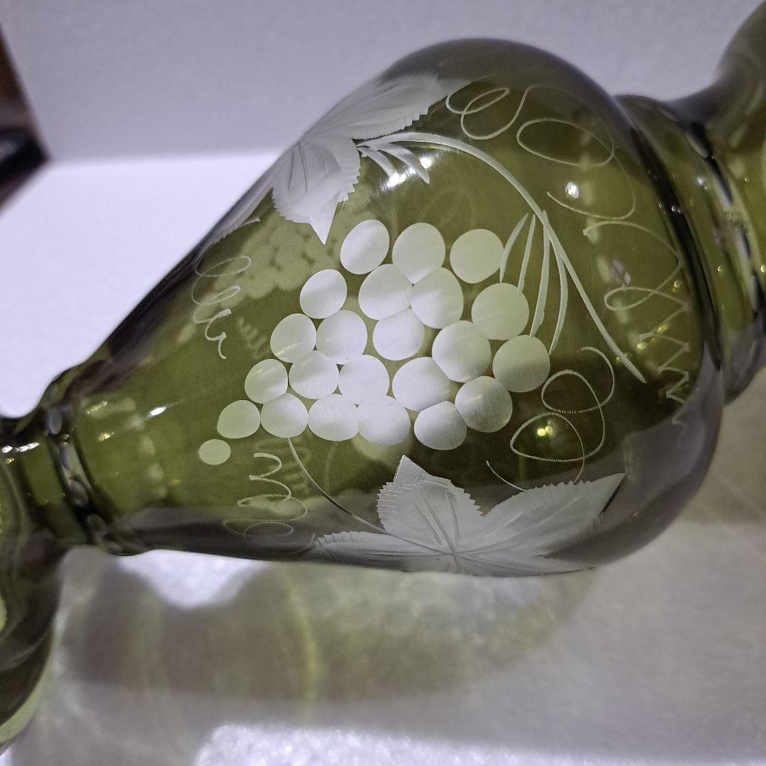 茶道具　江戸　ギヤマン硝子　紫色被せ硝子　葡萄図　　水次　完品