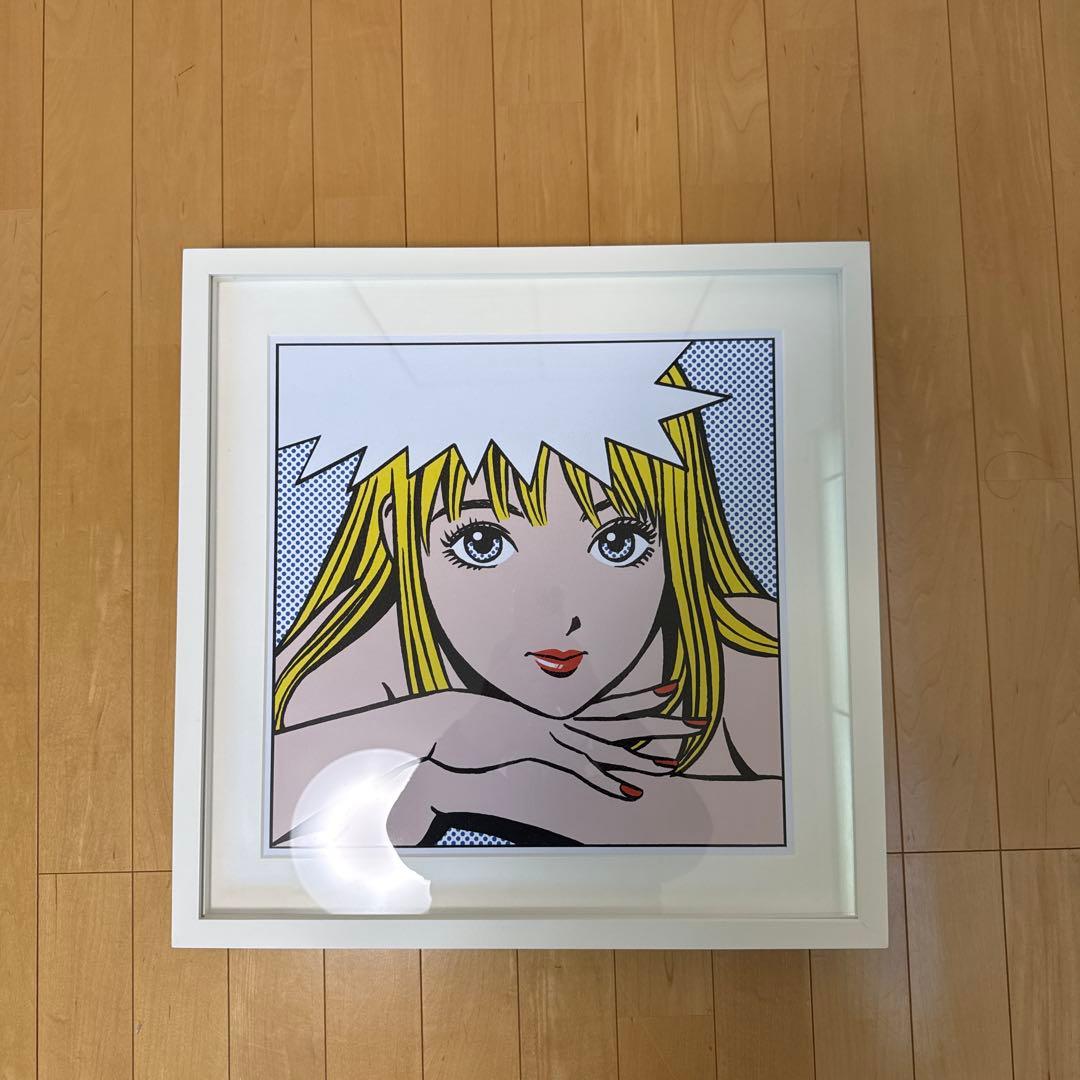 江口寿史　ストップひばりくん　キャンパスアート40㎝角銀杏BOYS 額装60㎝角