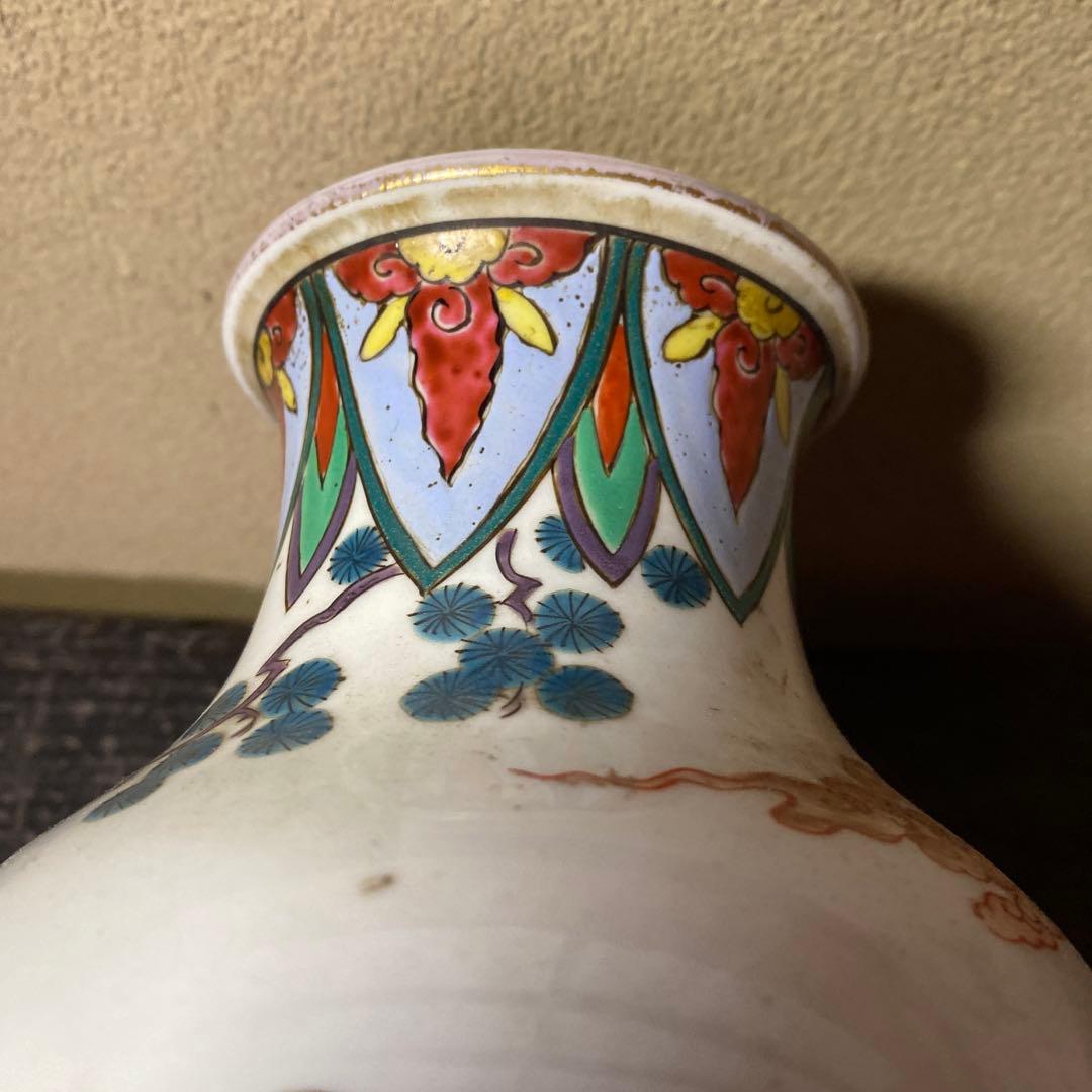 中国美術　古玩　色絵仙人図花瓶