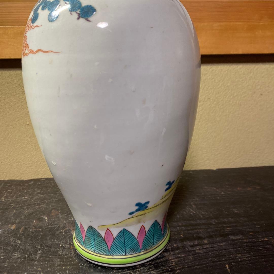 中国美術　古玩　色絵仙人図花瓶