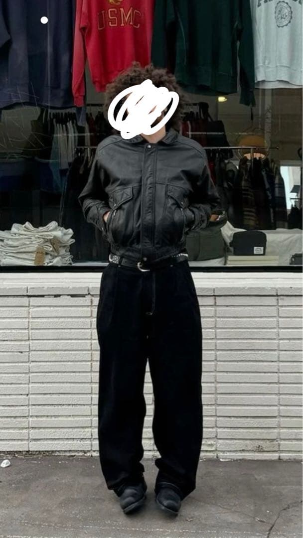 〖今見てる人だけ価格‼️〗90s レザージャケット 本革 ブラック 短丈