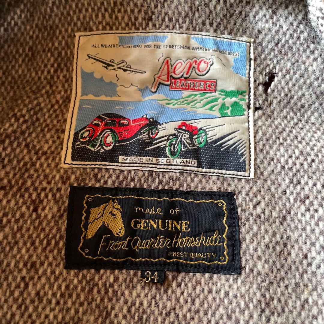 エアロレザー ハーフベルト ホースハイド レザージャケット ブラウン 34