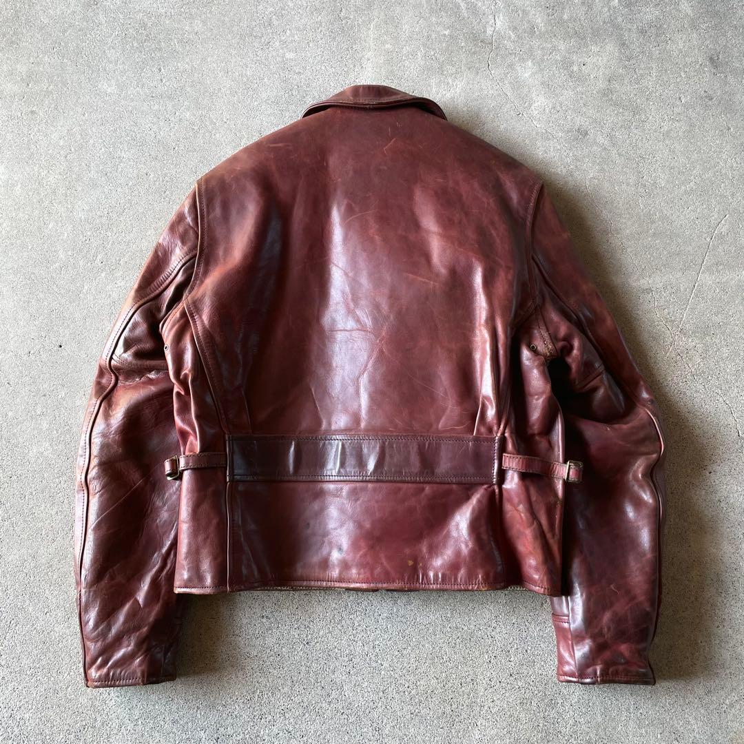 エアロレザー ハーフベルト ホースハイド レザージャケット ブラウン 34