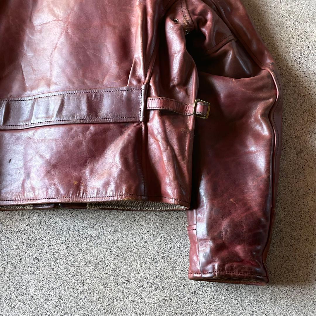 エアロレザー ハーフベルト ホースハイド レザージャケット ブラウン 34