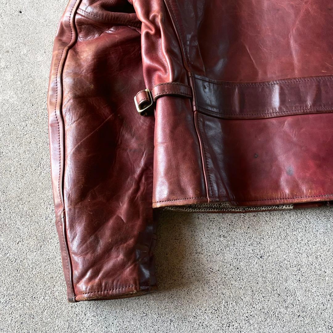 エアロレザー ハーフベルト ホースハイド レザージャケット ブラウン 34