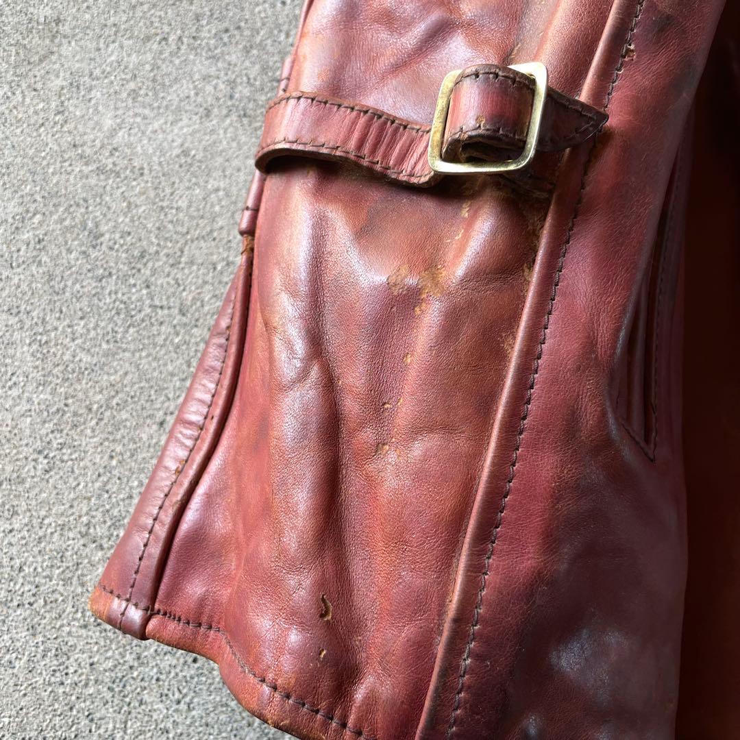 エアロレザー ハーフベルト ホースハイド レザージャケット ブラウン 34