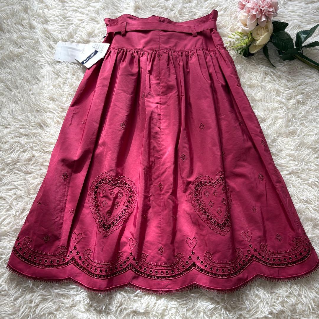 【未使用　タグ付】リボン　エムズグレイシー ハート刺繍　スカート　21年　38