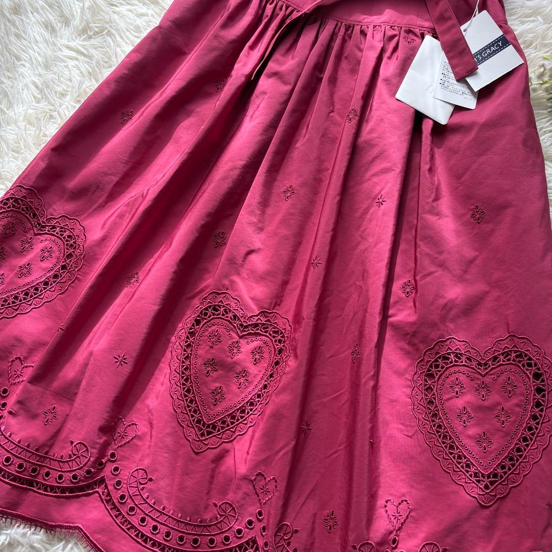 【未使用　タグ付】リボン　エムズグレイシー ハート刺繍　スカート　21年　38