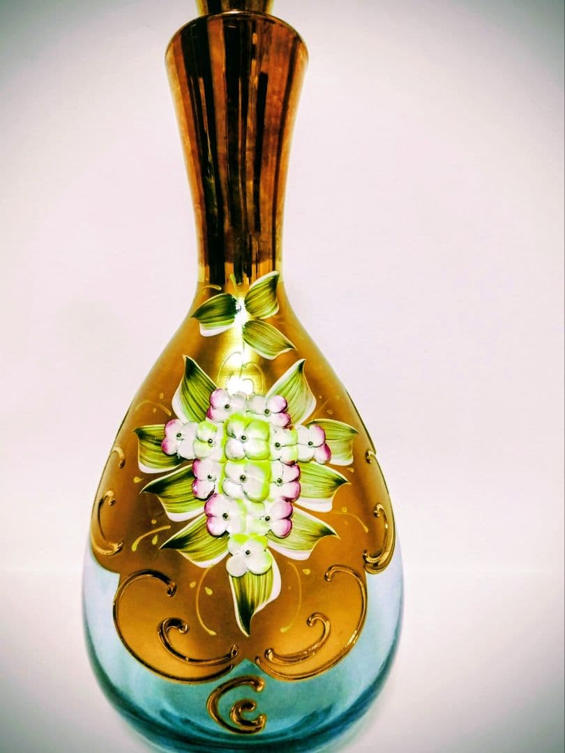 イタリアムラーノ•ベネチアングラスミラートレイ＆ベネチアングラス*水差しセット！