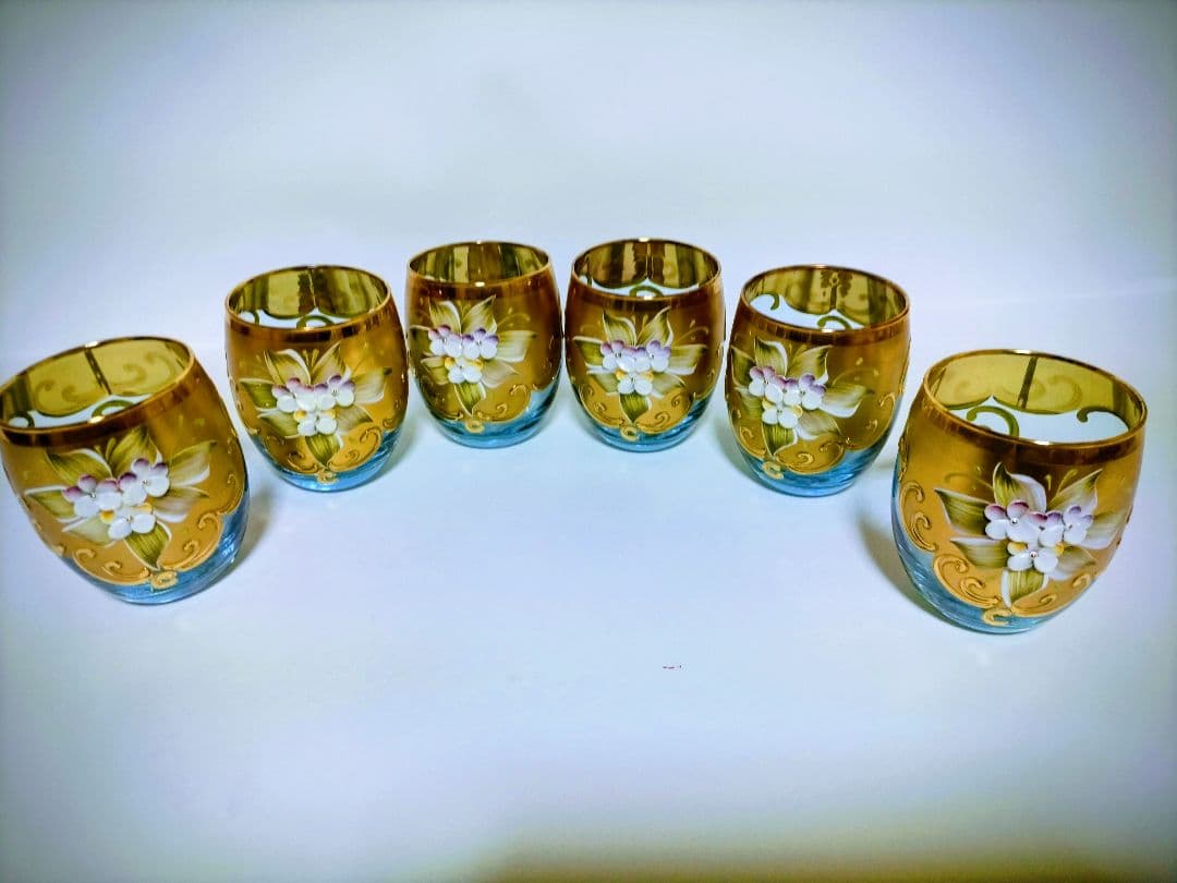 イタリアムラーノ•ベネチアングラスミラートレイ＆ベネチアングラス*水差しセット！