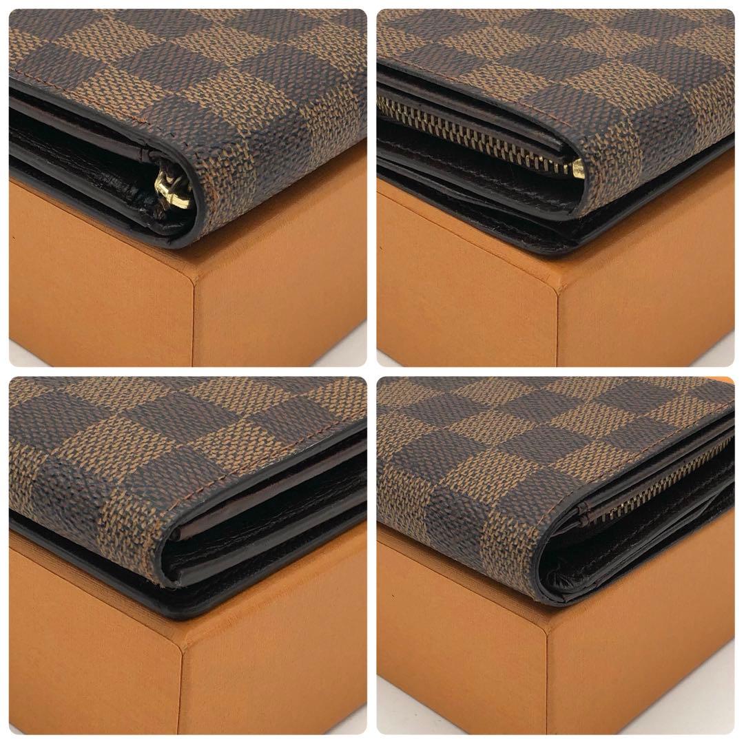 ルイヴィトン ダミエ エベヌ トレゾール 二つ折り財布 ブラウン コンパクト