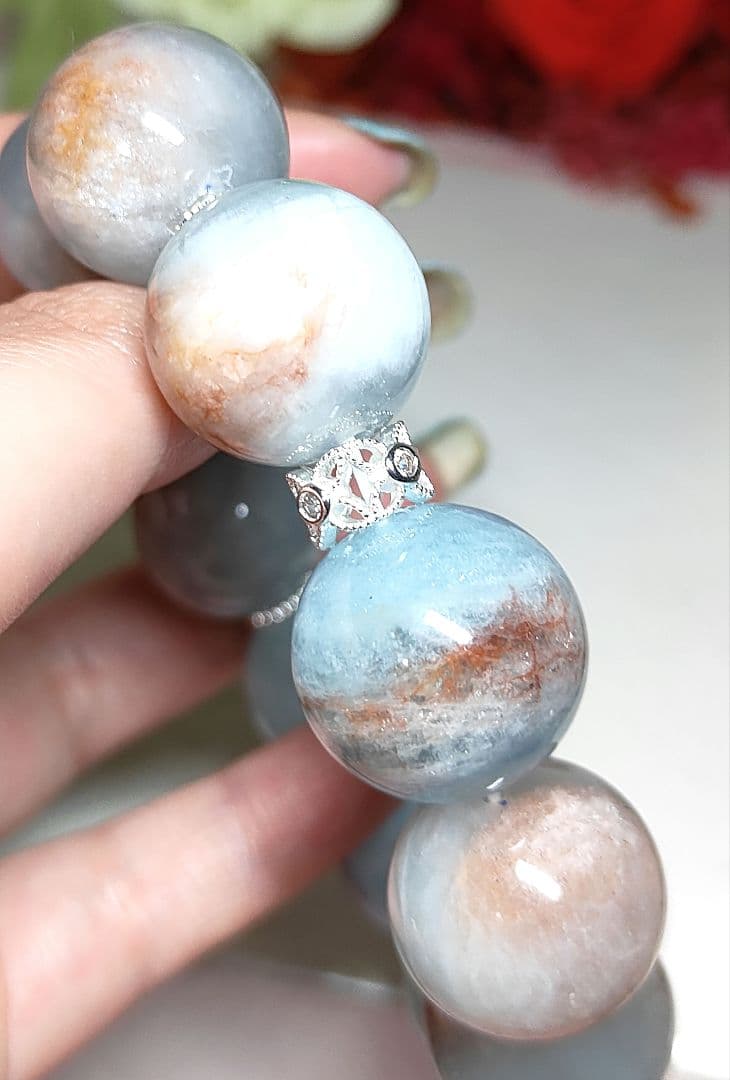 母岩付　アクアマリン　マトリックスアクアマリン　ブレスレット