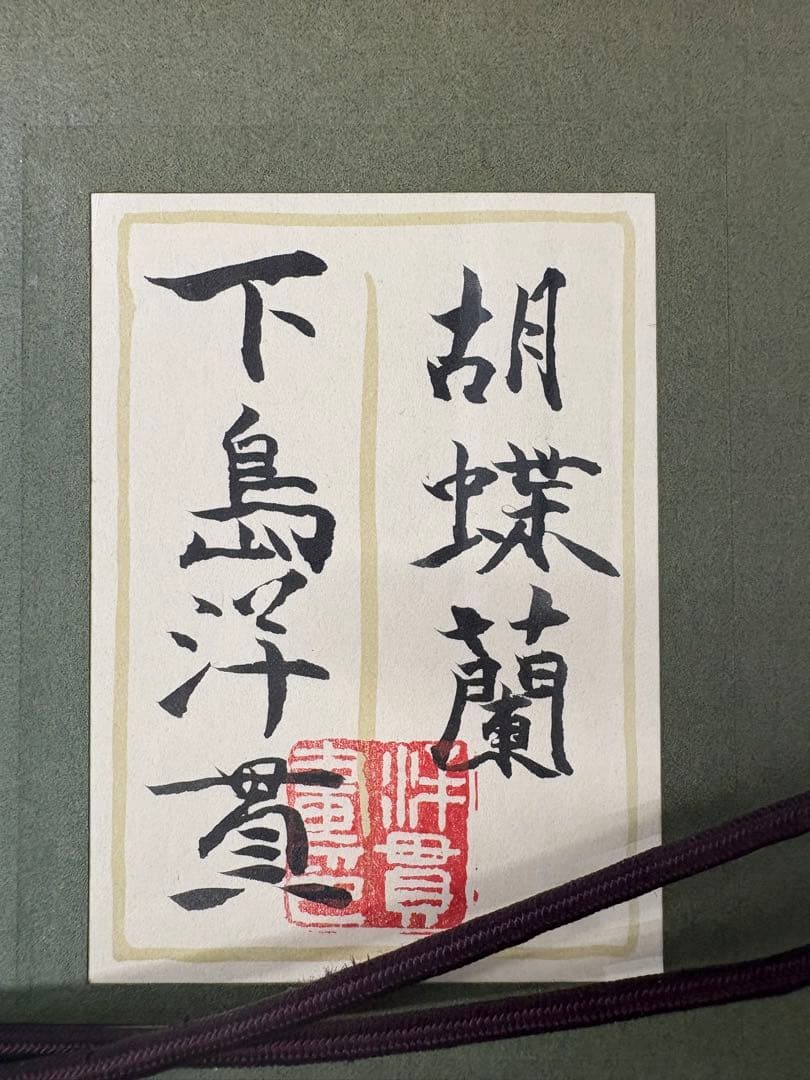 「胡蝶蘭」　下島洋貫　絵画　日本画　風景画　額装　共シール　箱袋有り