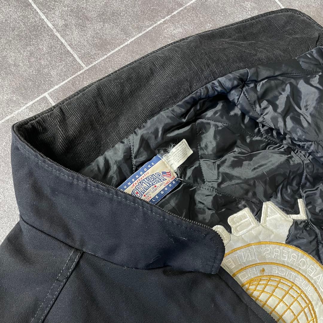 USA製 ダックワークブルゾン アクティブ ブラック 襟コーディロイ