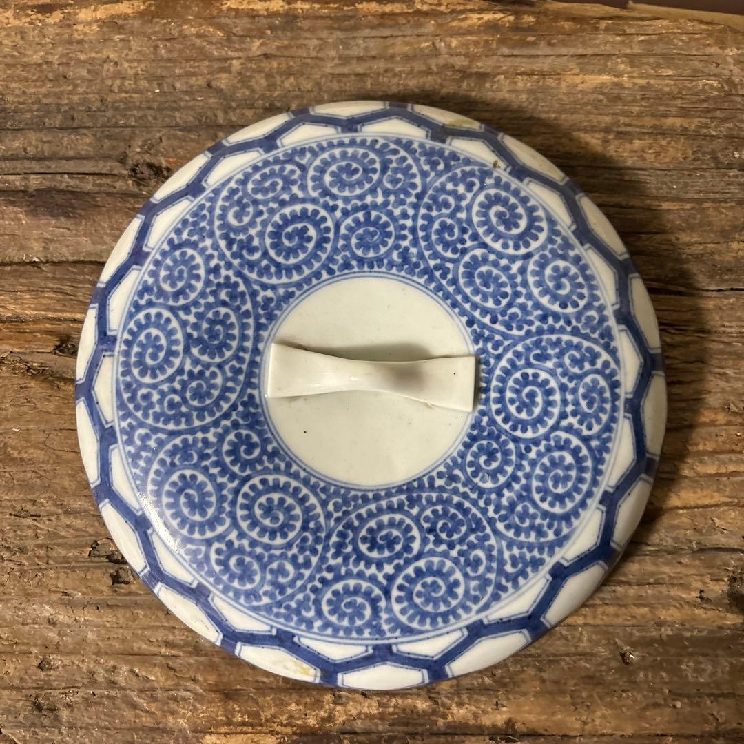 古伊万里たこ唐草蓋物　アンティーク 古道具　骨董　蕎麦猪口　検:李朝.白洲正子