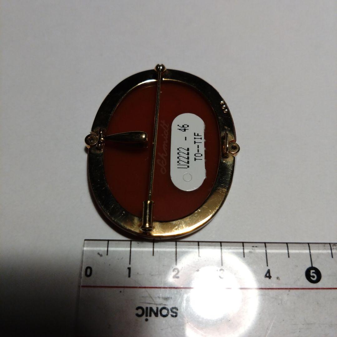 K18　カメオの　ブローチ　ペンダントトップ　18金　750　ダイヤモンド