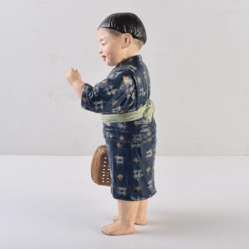 博多人形　陶人形　童　男の子　置物　時代箱　C　8739A