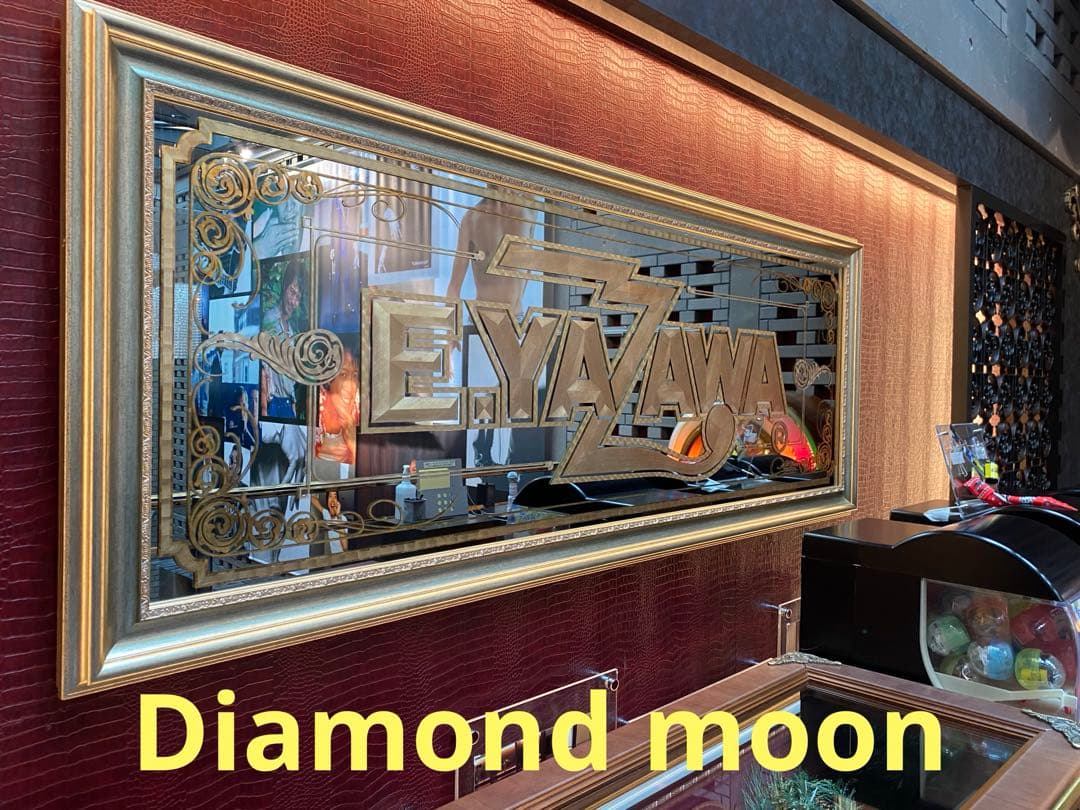 E.YAZAWA パブミラーゴールドロゴフレーム　Diamond moon
