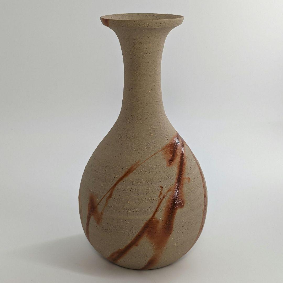 岡山県重要無形文化財 山本出 備前焼 緋襷一輪花入 花器 花瓶 フラワーベース