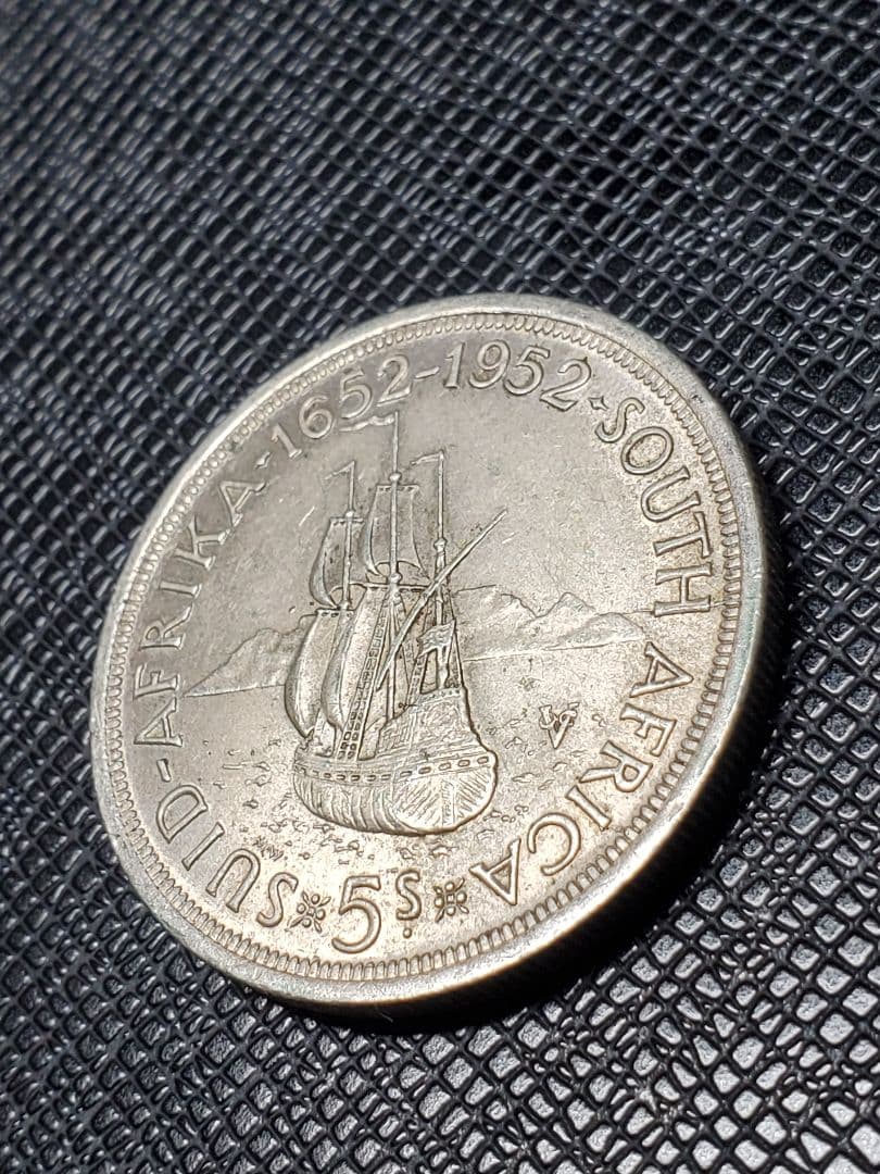 1963.　銀貨　1652年-1952年　南アフリカ　5シリング