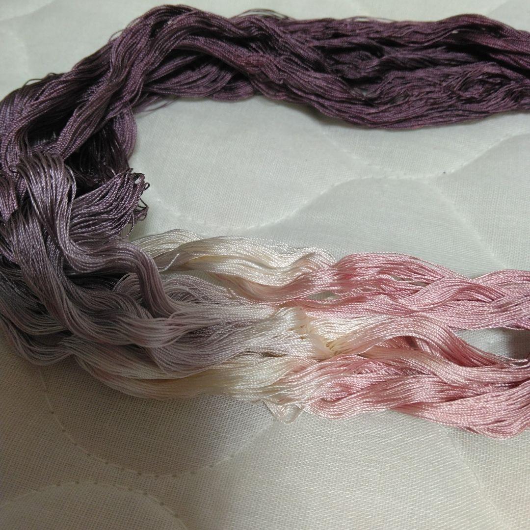 組紐製作用絹　変わり染め糸5個 ひよこ豆