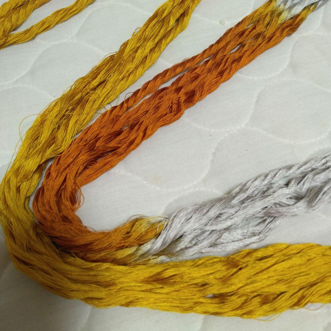 組紐製作用絹　変わり染め糸5個 ひよこ豆