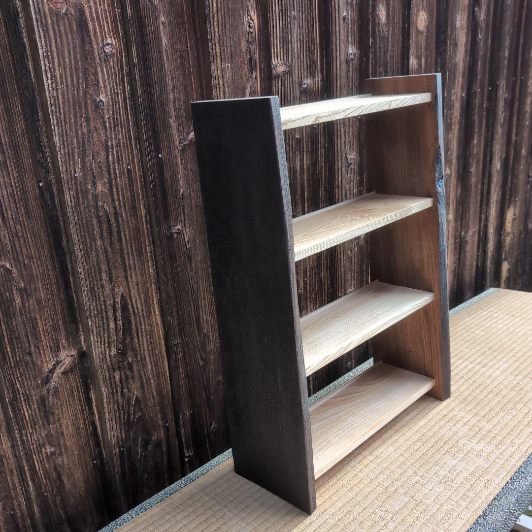 古材リメイク　栗の文庫本ラック３段　オープンシェルフ　無垢の家具