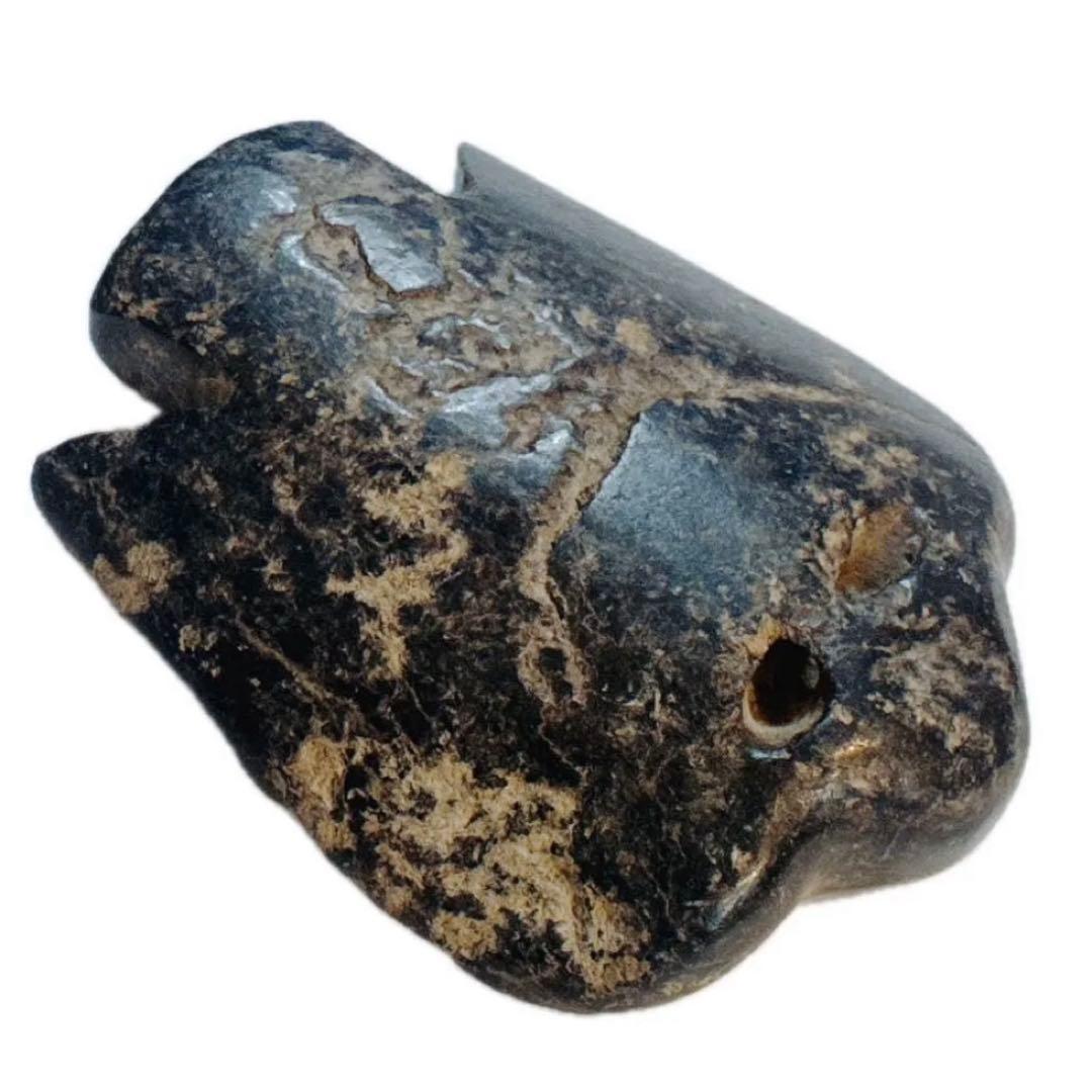 新石器時代　根付け　置物　彫刻　紅山文化　美品　希少　ブラック系　天然石　1点物