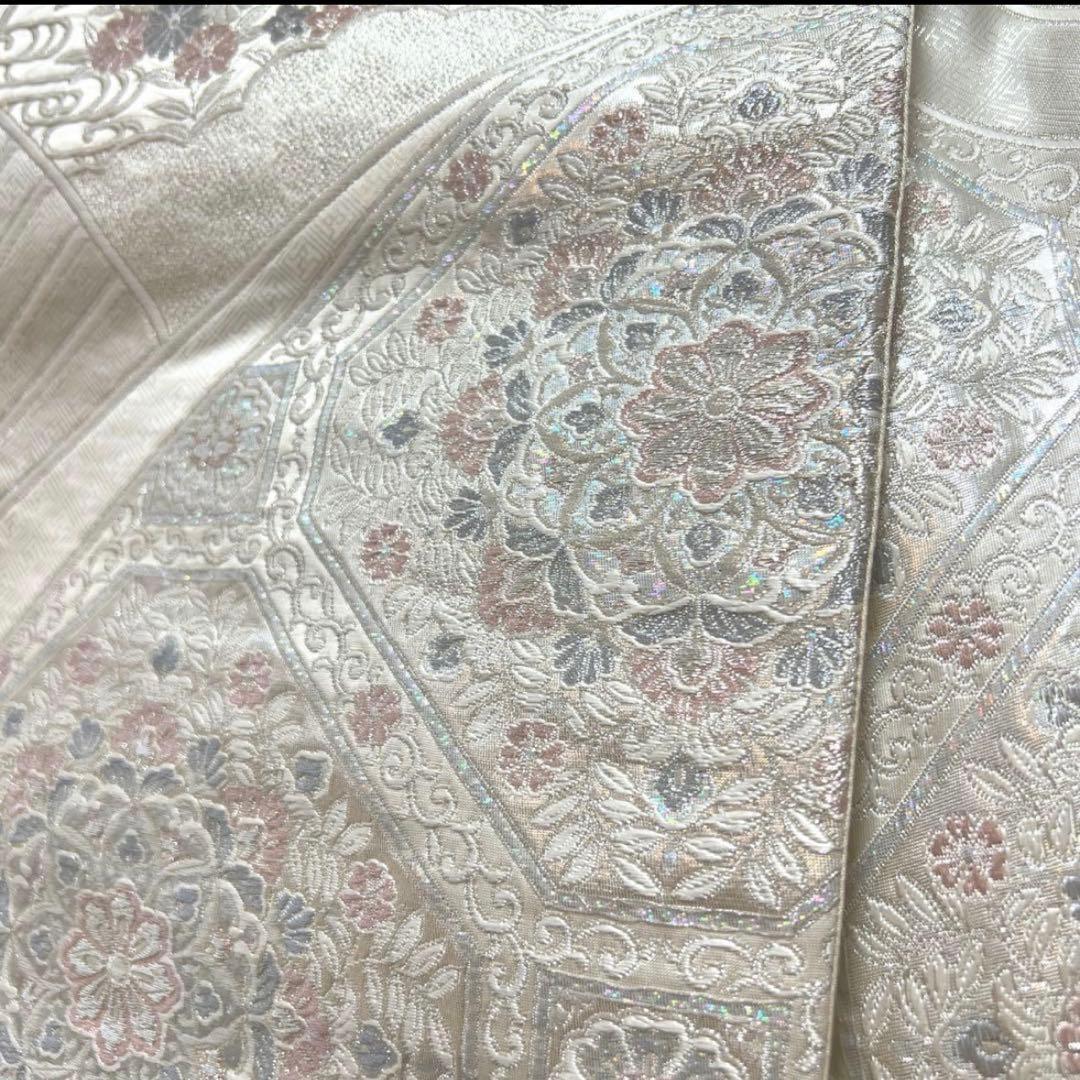 振袖フルセット 正絹 薄紫 白 オフホワイト 金彩 総柄 フェミニン