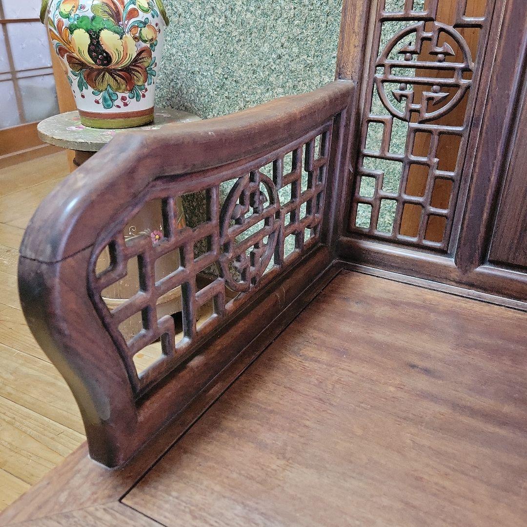 【貴重】アンティークチェア 唐木 中国 花梨 螺鈿 花鳥図 レトロ