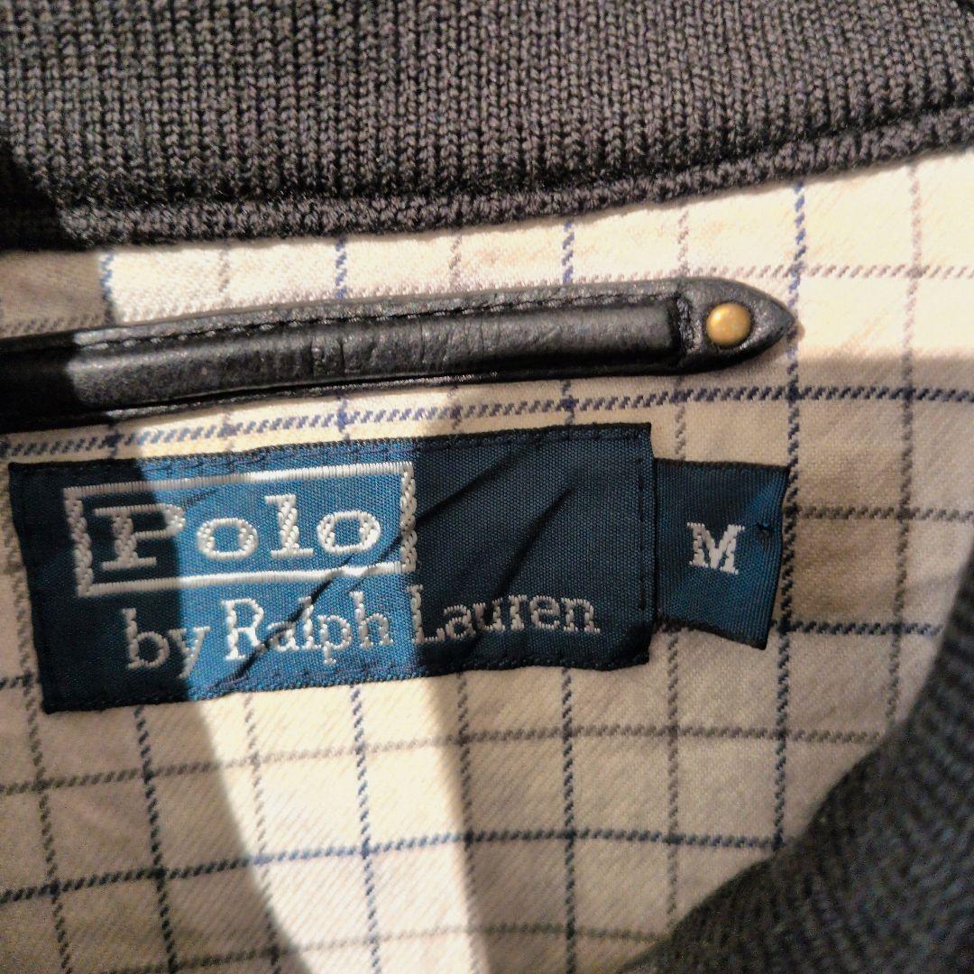 90年代希少　ラルフローレン　ブラックラムレザー　スタンドカラーレザージャケット