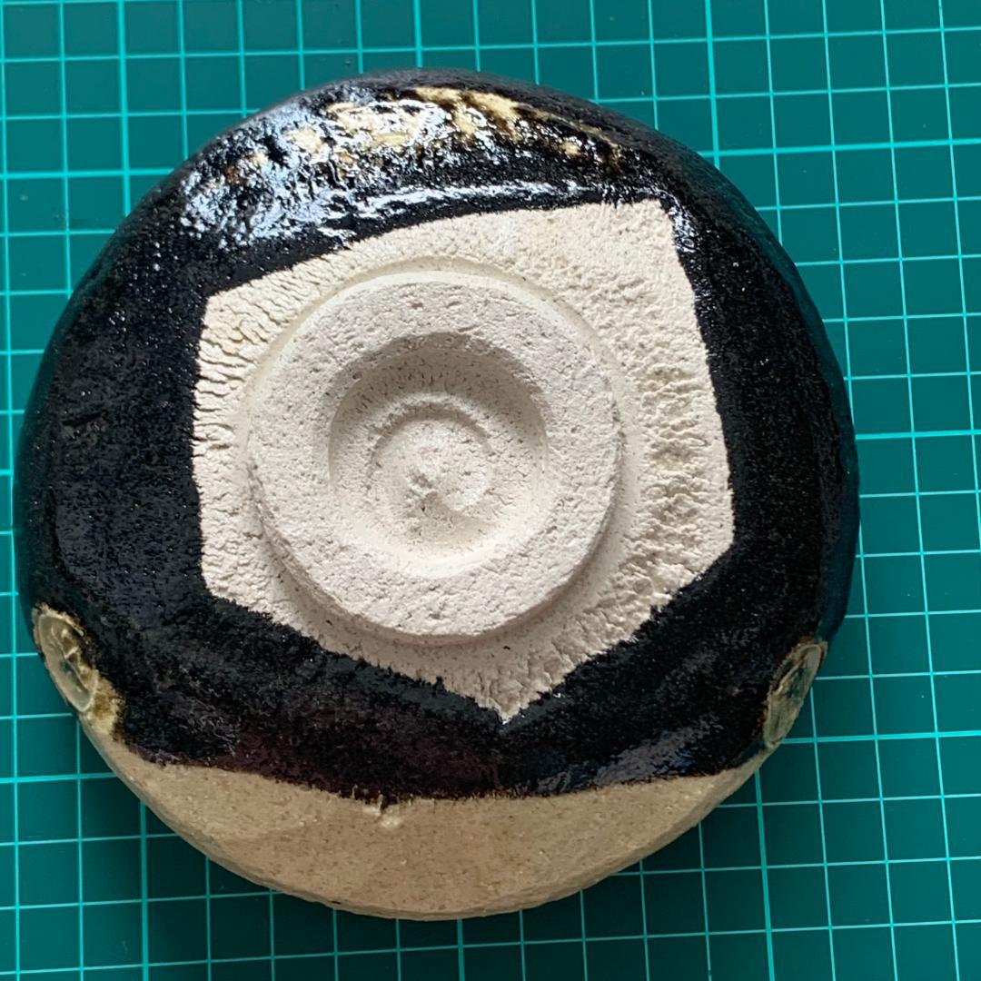 林陶造　馬盥茶碗　黒掛分け　印　紙箱　古道具　茶道具