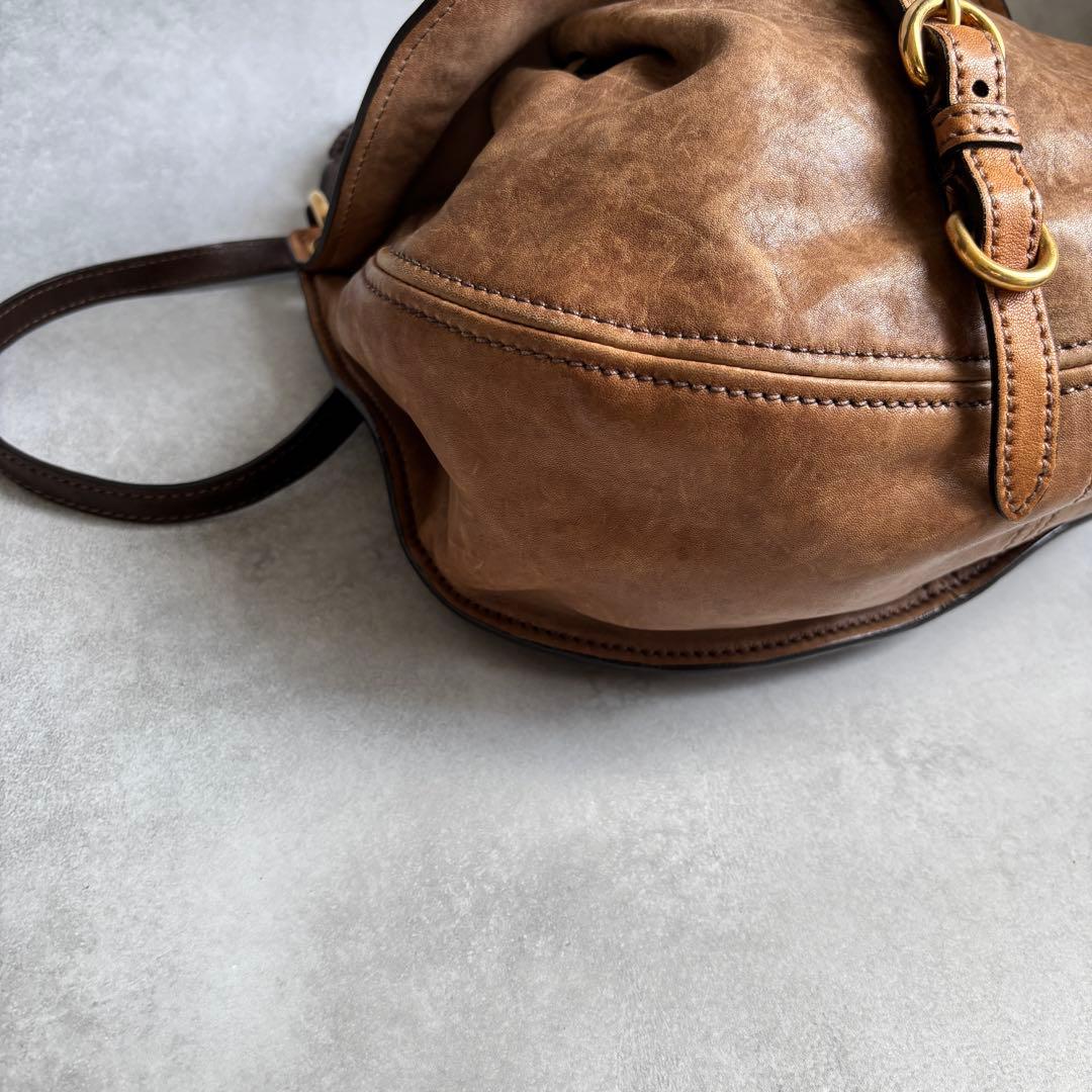 miu miu 2way ショルダーバッグ ロゴ レザー archive 茶