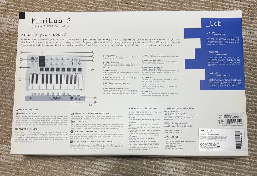 ARTURIA MiniLab 3 MIDIコントローラー 新品未使用