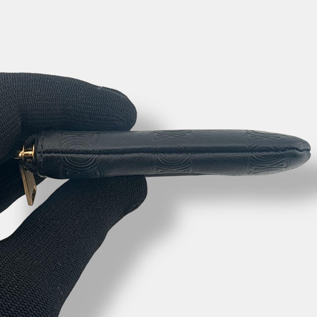 極美品 セリーヌ トリオンフ　フック付き ケース　総柄　ブラック レザー