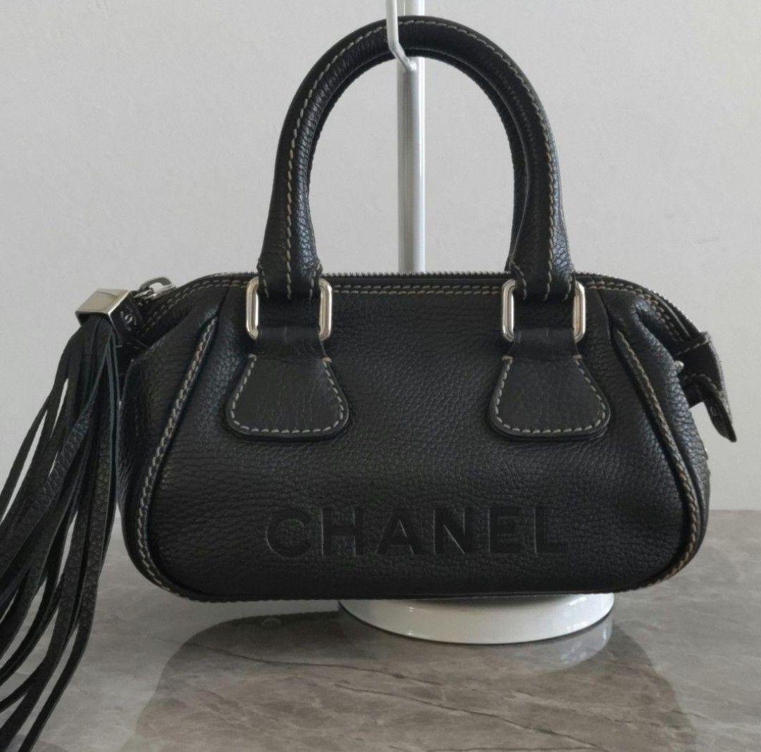 美品✨シャネル フリンジ タッセル ミニボストンバッグ/キャビアスキン