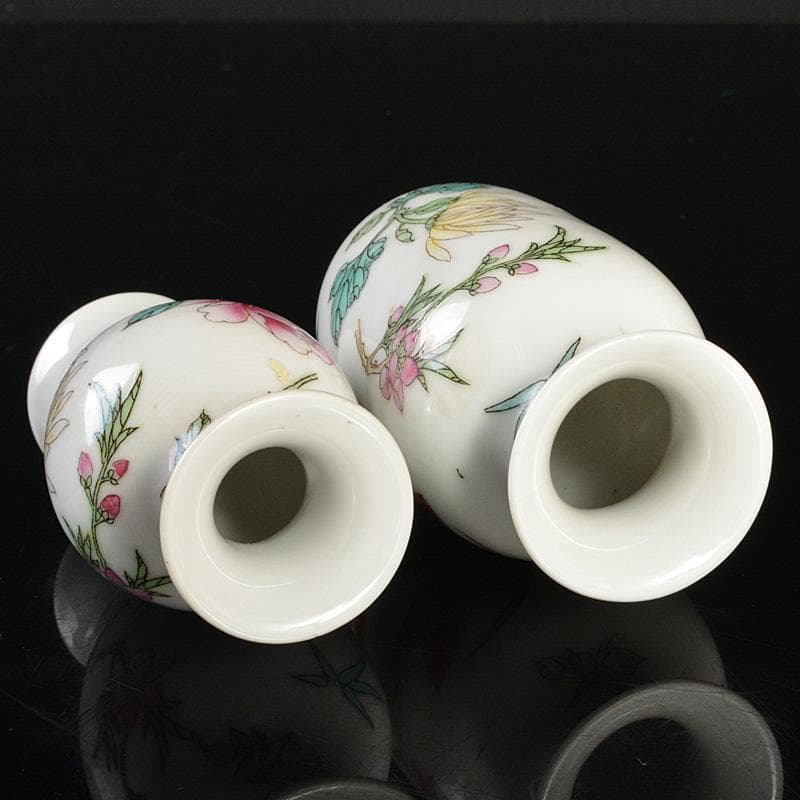 中国　中国景徳鎮款　粉彩　花文　小瓶　2点まとめて　V　R6685