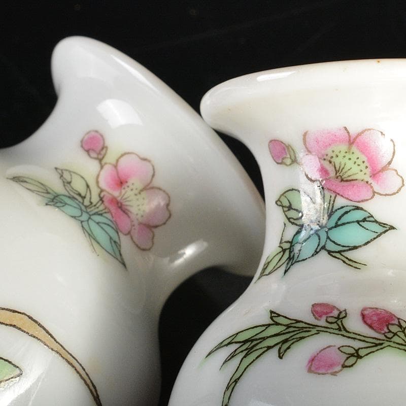 中国　中国景徳鎮款　粉彩　花文　小瓶　2点まとめて　V　R6685