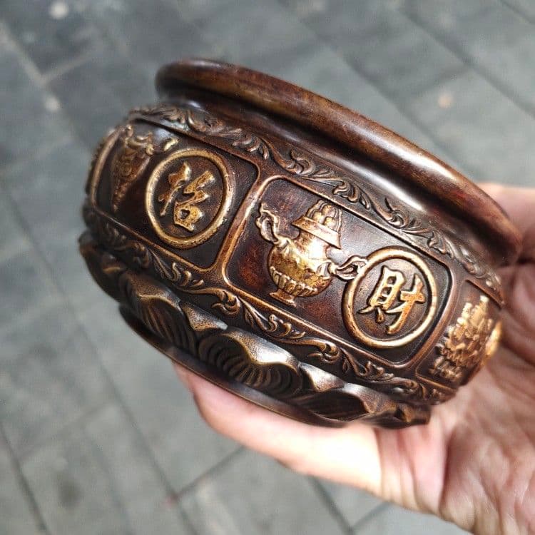 銅器 有求必応灰皿 祥雲紋香炉 装飾品 工芸品 置物