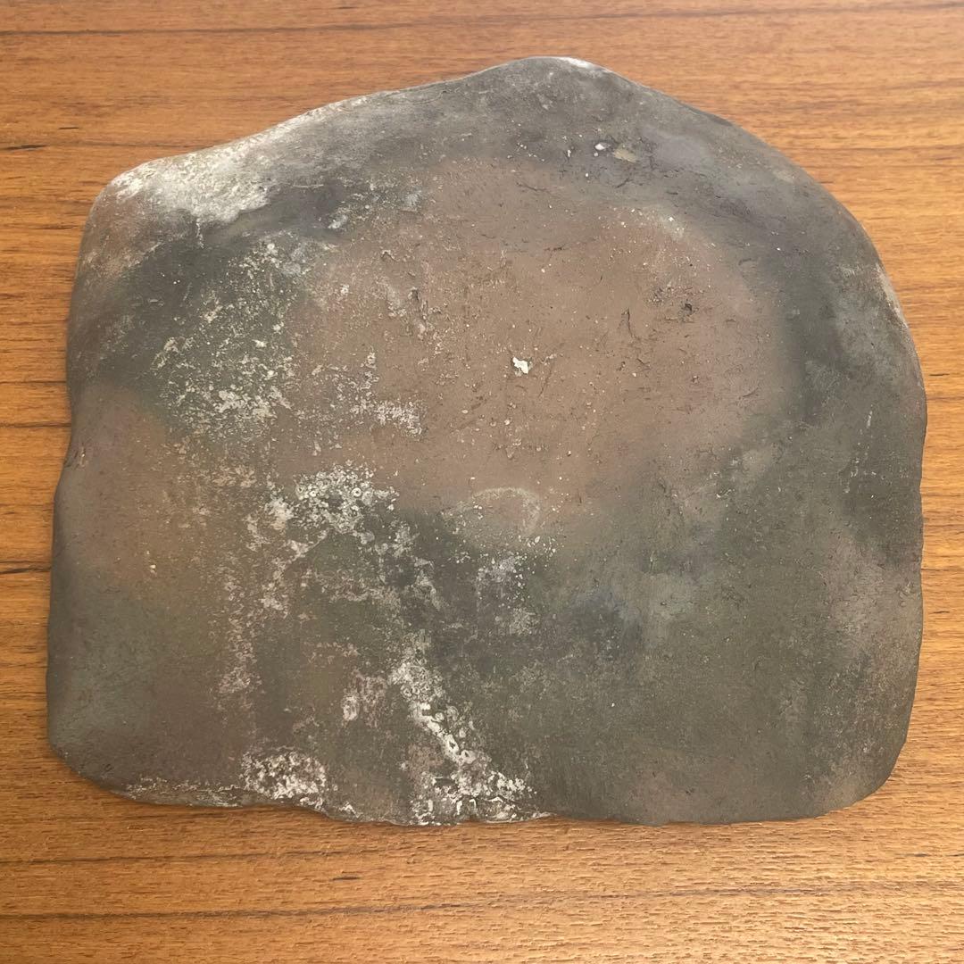 作家もの　真木孝成作　黒窯変角皿