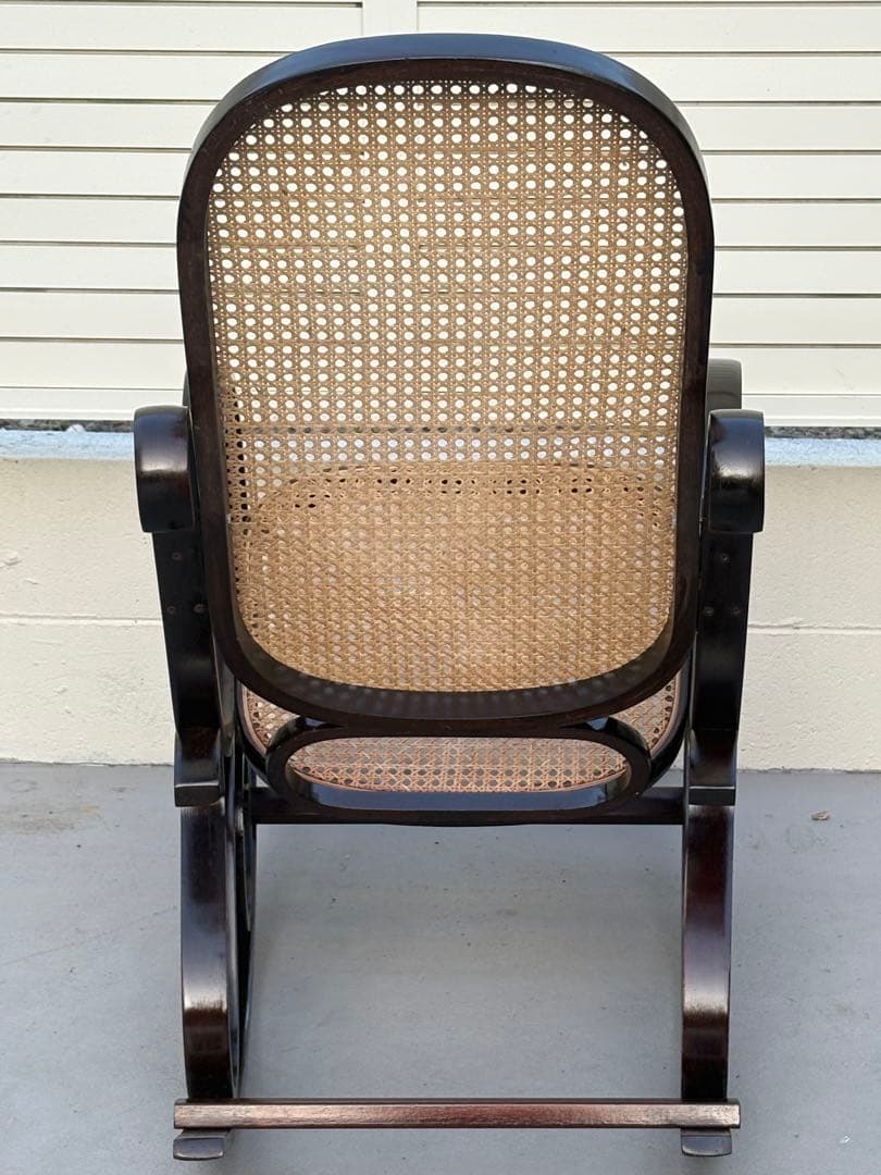 最後新品未使用　ラタン　ロッキングチェア　昭和レトロ　ミッドセンチュリー　曲げ木