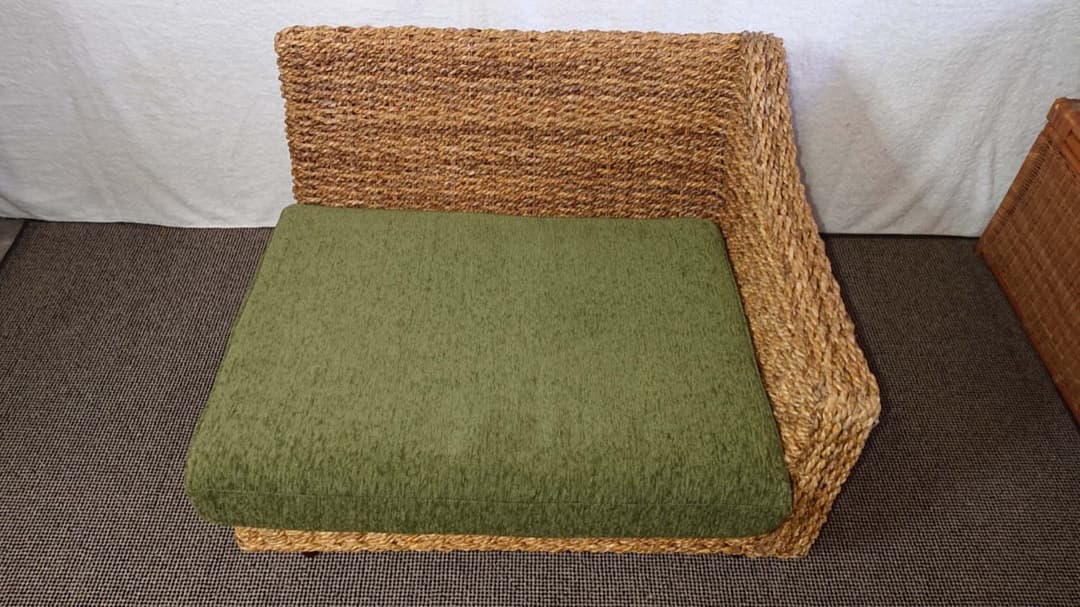 籐製　꧁籐家具꧂　大型ソファー　アジアン　　クッション付　アンティーク レトロ