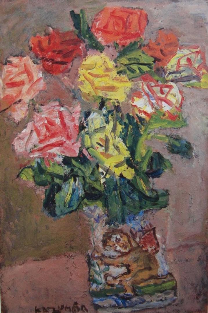 中川 一政、「薔薇」、希少画集・額装画、日本製・新品額縁にて額装致します