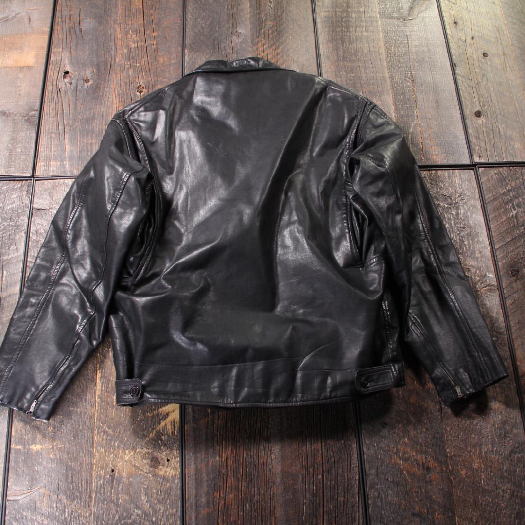 SP古着　訳あり　シングルライダース　レザージャケット　ブラック　L ボア裏地.