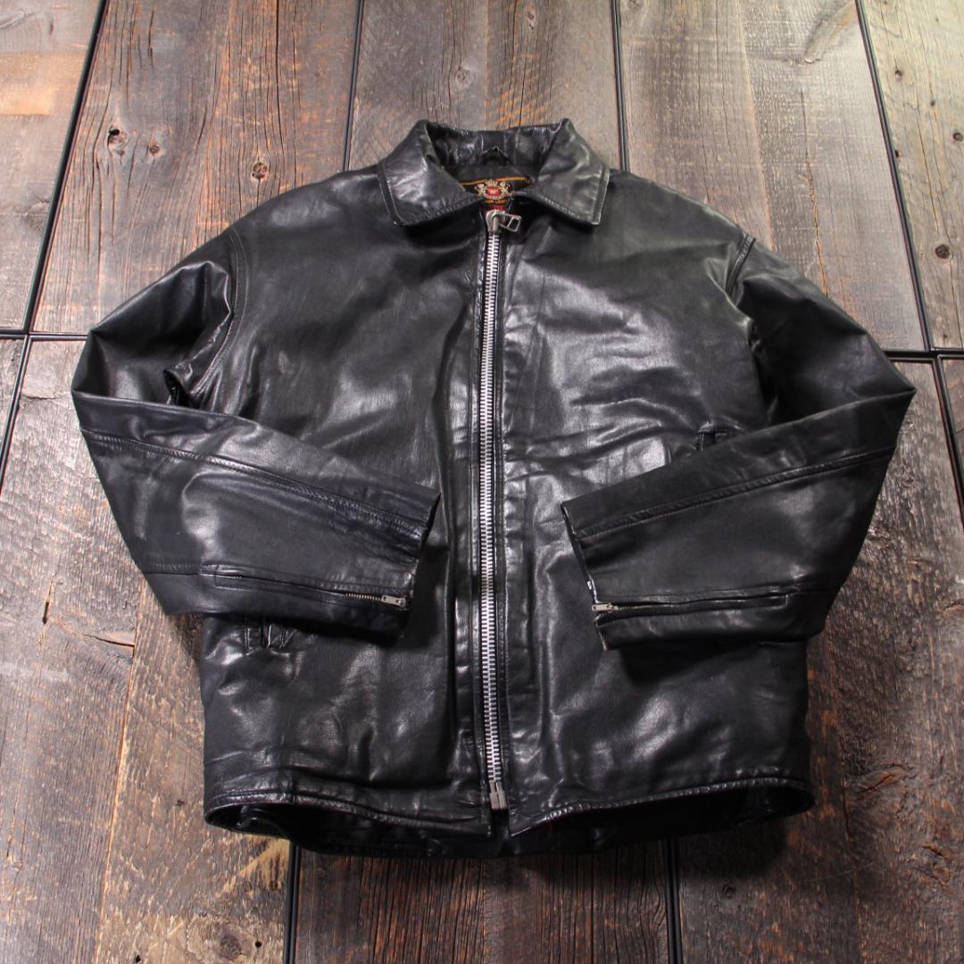 SP古着　訳あり　シングルライダース　レザージャケット　ブラック　L ボア裏地.