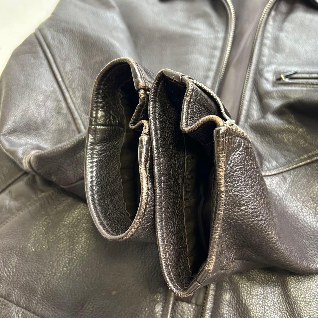 ポールスミス レザー トラッカージャケット 牛革 ブラウン系 L