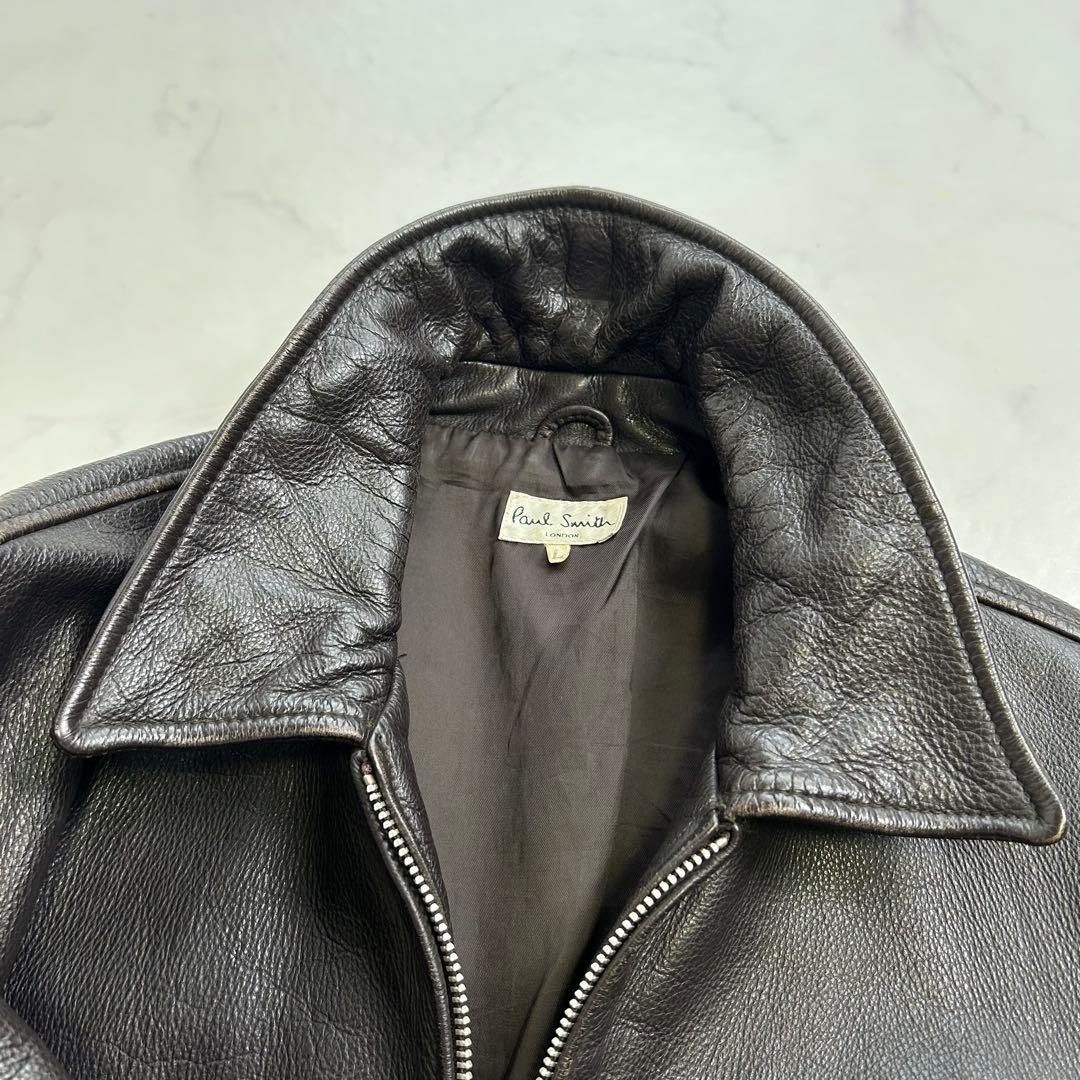 ポールスミス レザー トラッカージャケット 牛革 ブラウン系 L