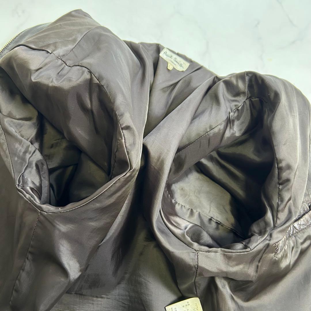 ポールスミス レザー トラッカージャケット 牛革 ブラウン系 L