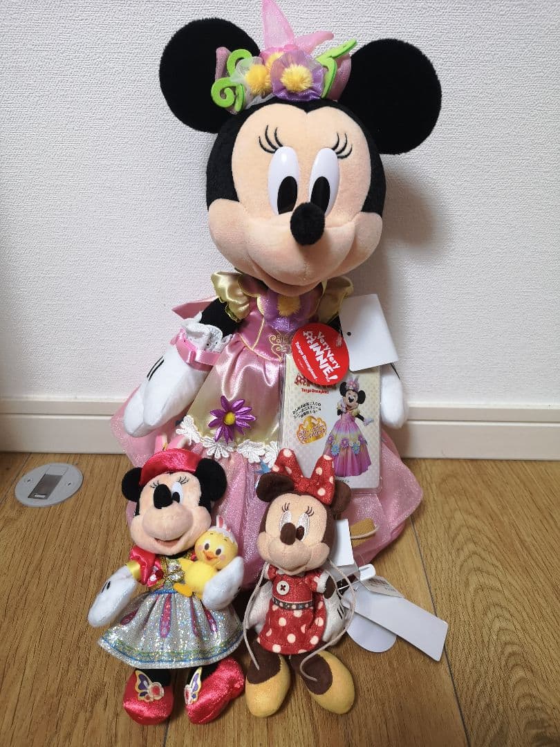 ミニーマウス　ヒピぬいぐるみ　37周年、うさぴよぬいば